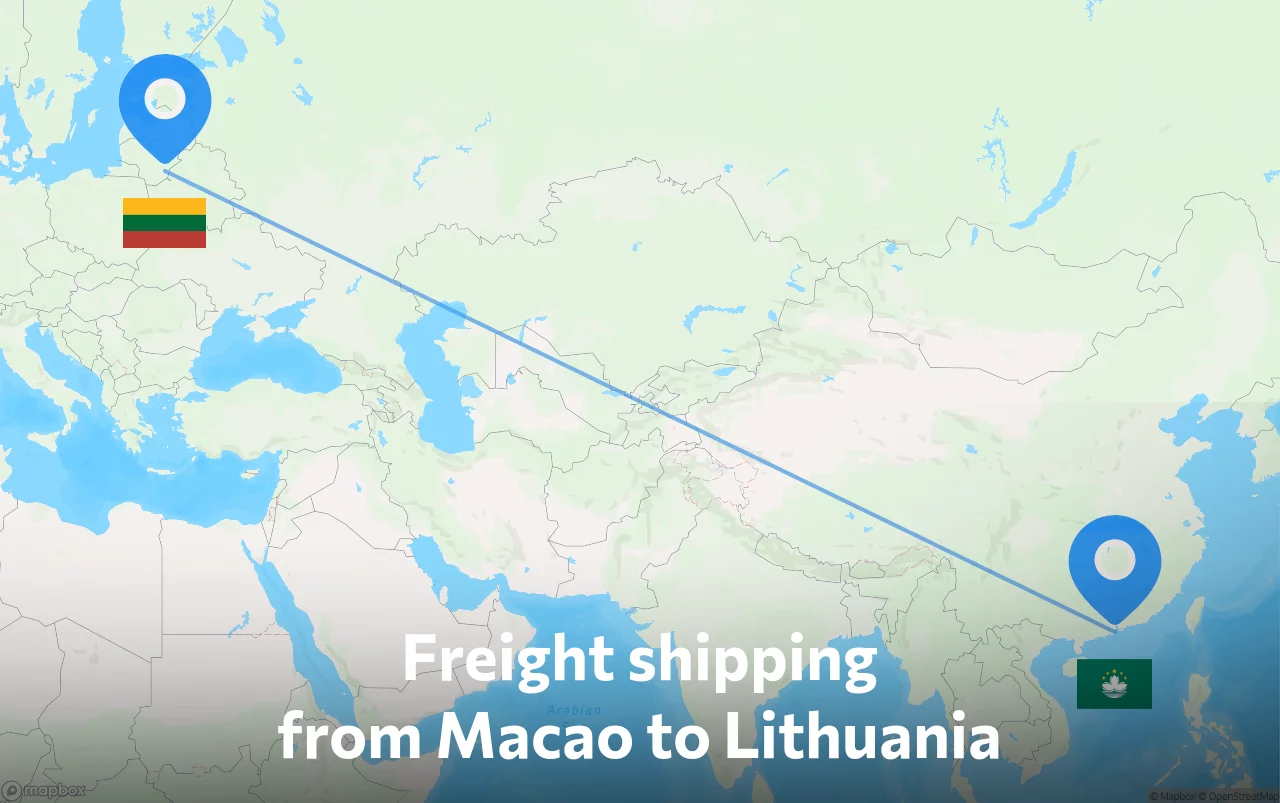 Shipping route from Macao to Lithuania