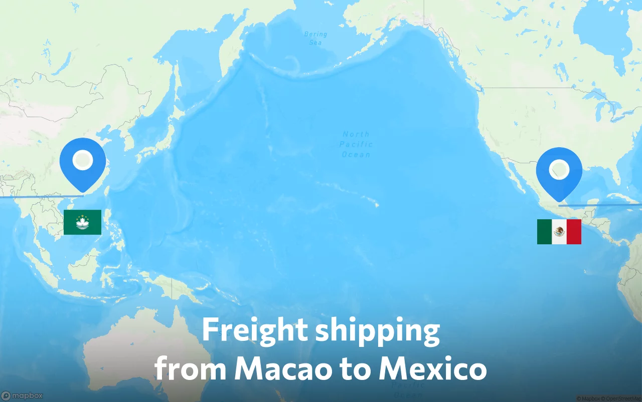 Shipping route from Macao to Mexico