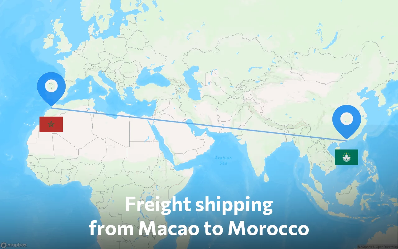 Shipping route from Macao to Morocco