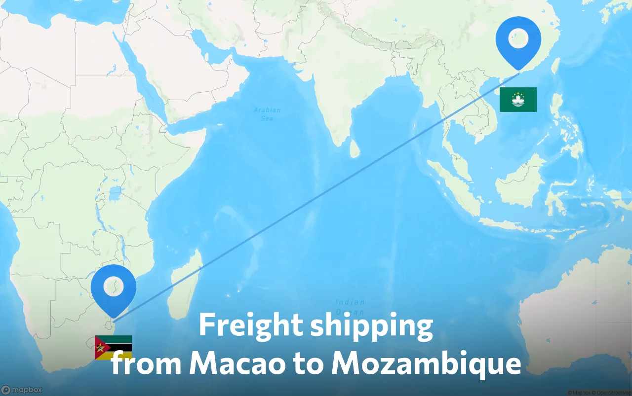Shipping route from Macao to Mozambique