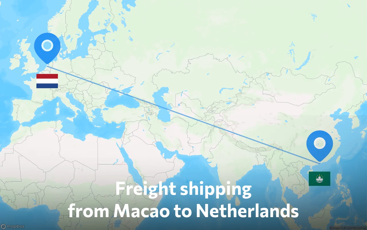 Shipping route from Macao to Netherlands