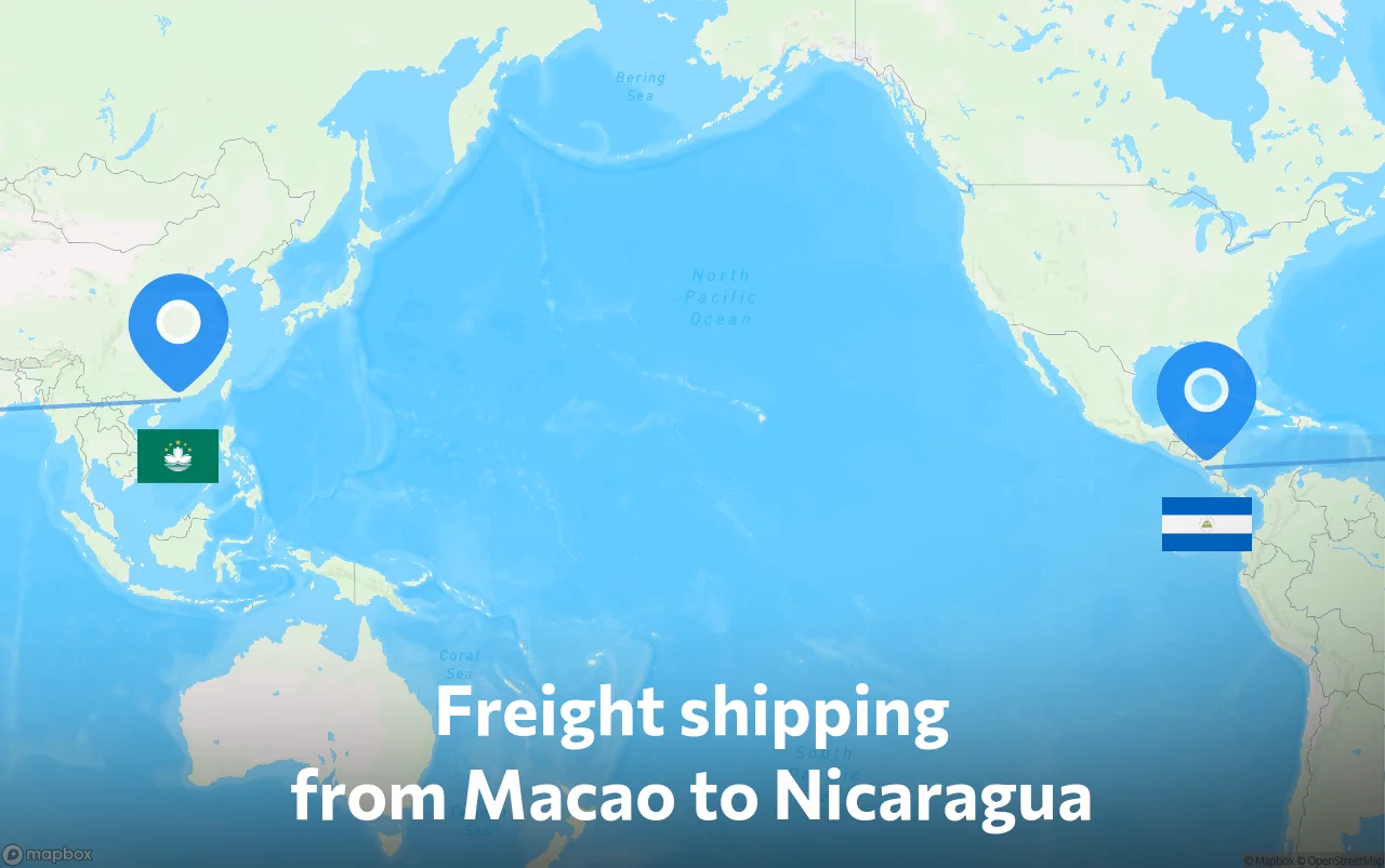 Shipping route from Macao to Nicaragua