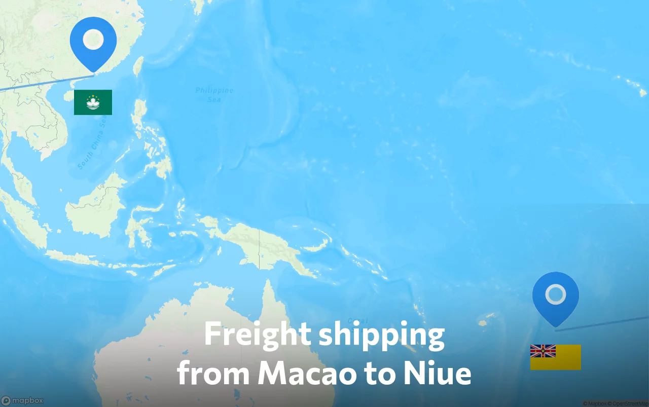Shipping route from Macao to Niue