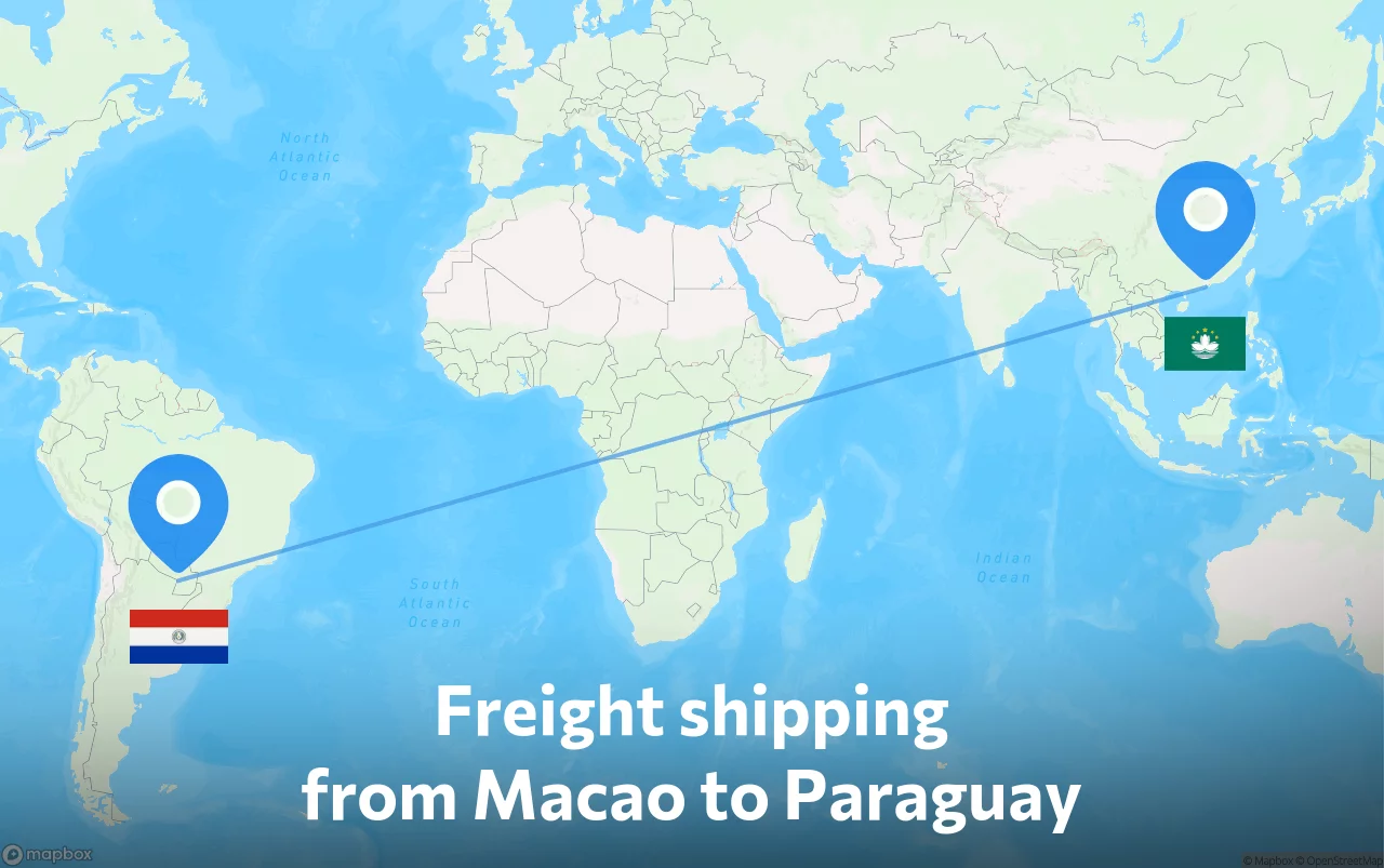 Shipping route from Macao to Paraguay