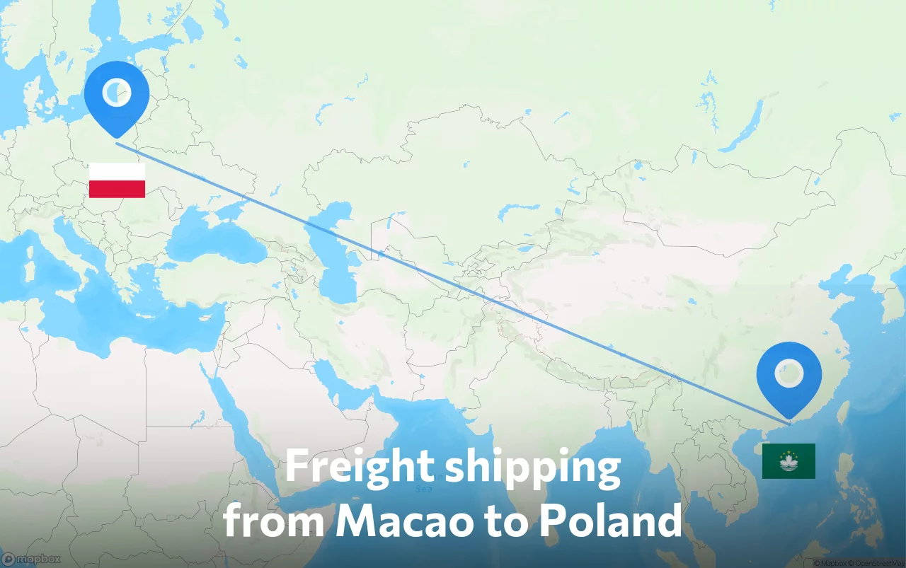 Shipping route from Macao to Poland
