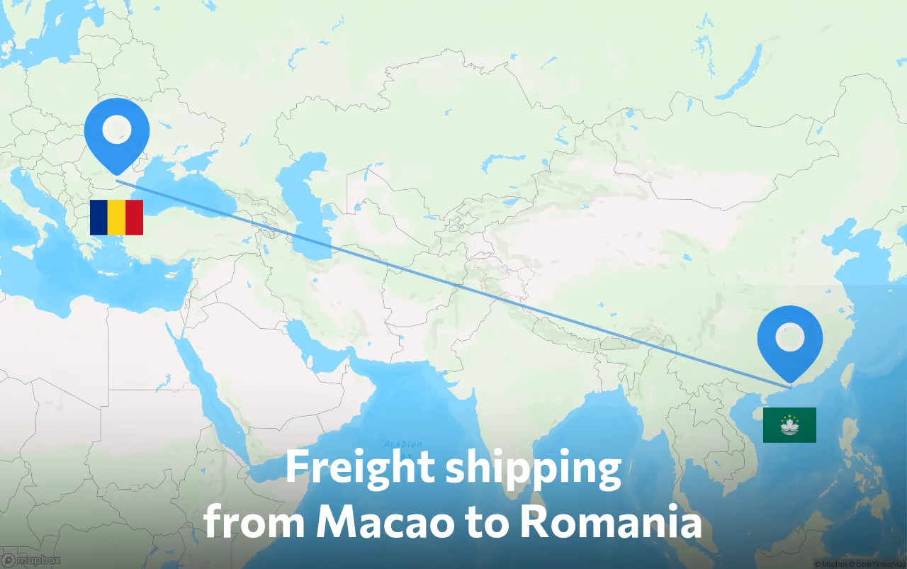 Shipping route from Macao to Romania