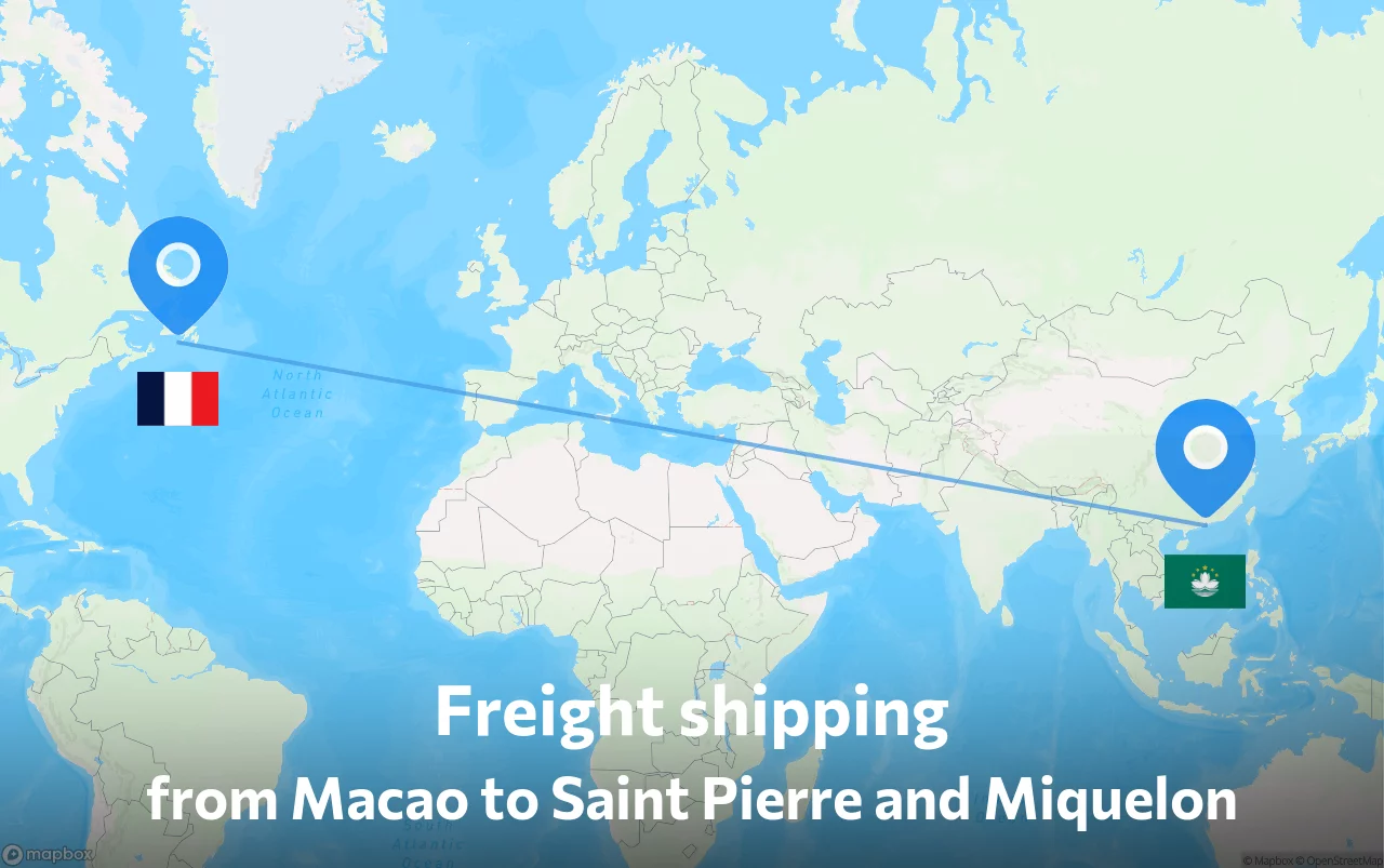 Shipping route from Macao to Saint Pierre and Miquelon