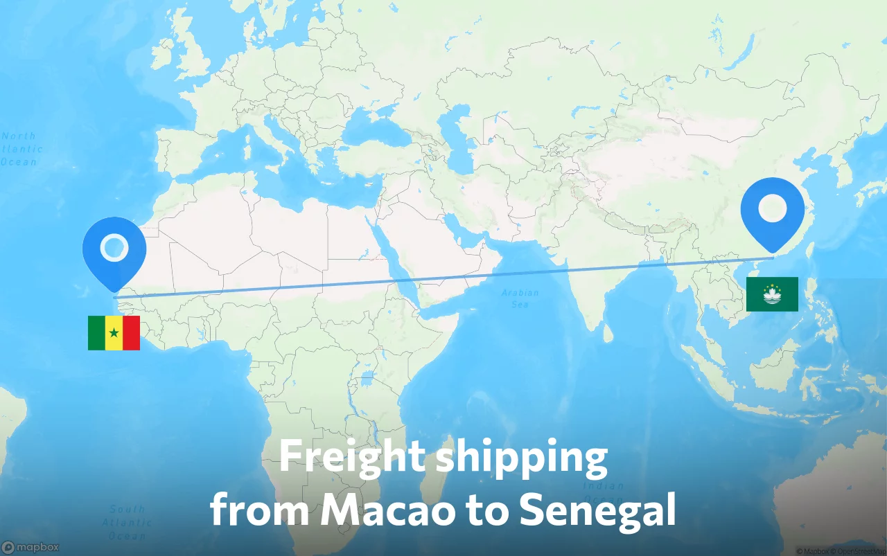 Shipping route from Macao to Senegal