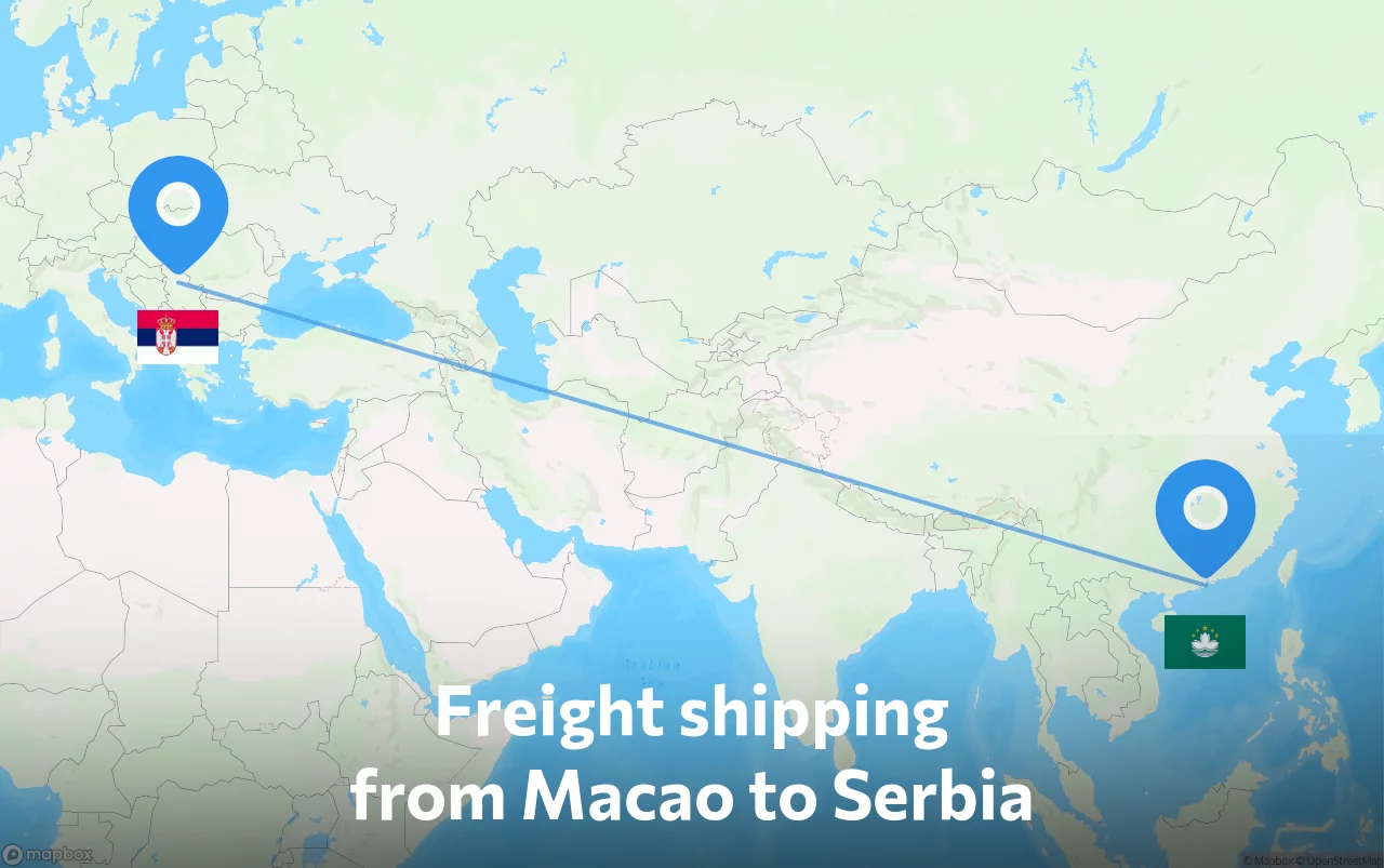 Shipping route from Macao to Serbia