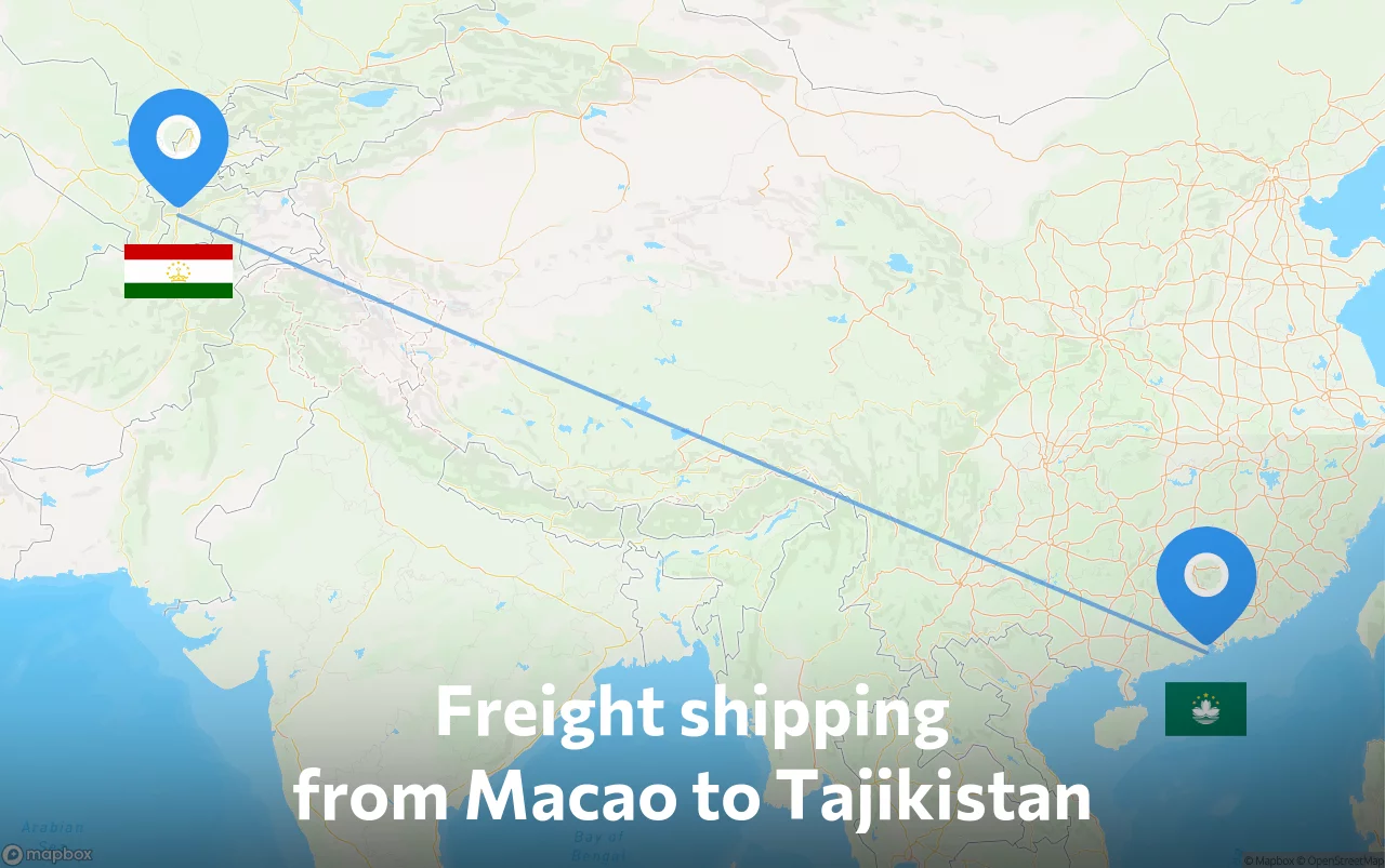 Shipping route from Macao to Tajikistan