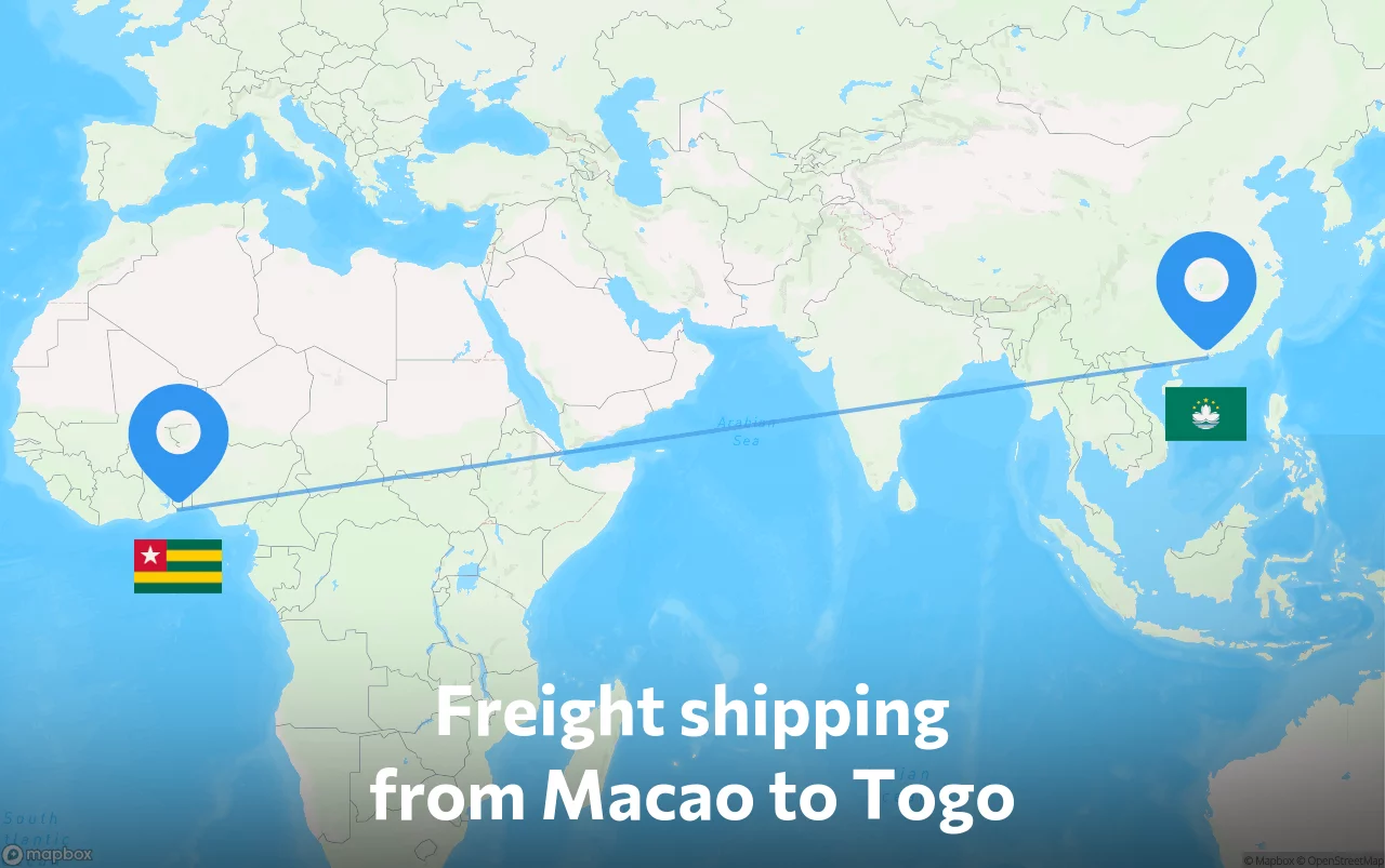 Shipping route from Macao to Togo