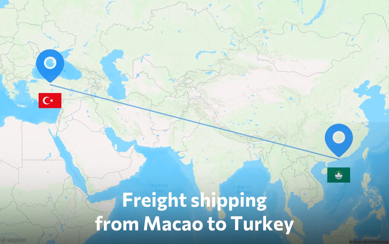Shipping route from Macao to Turkey