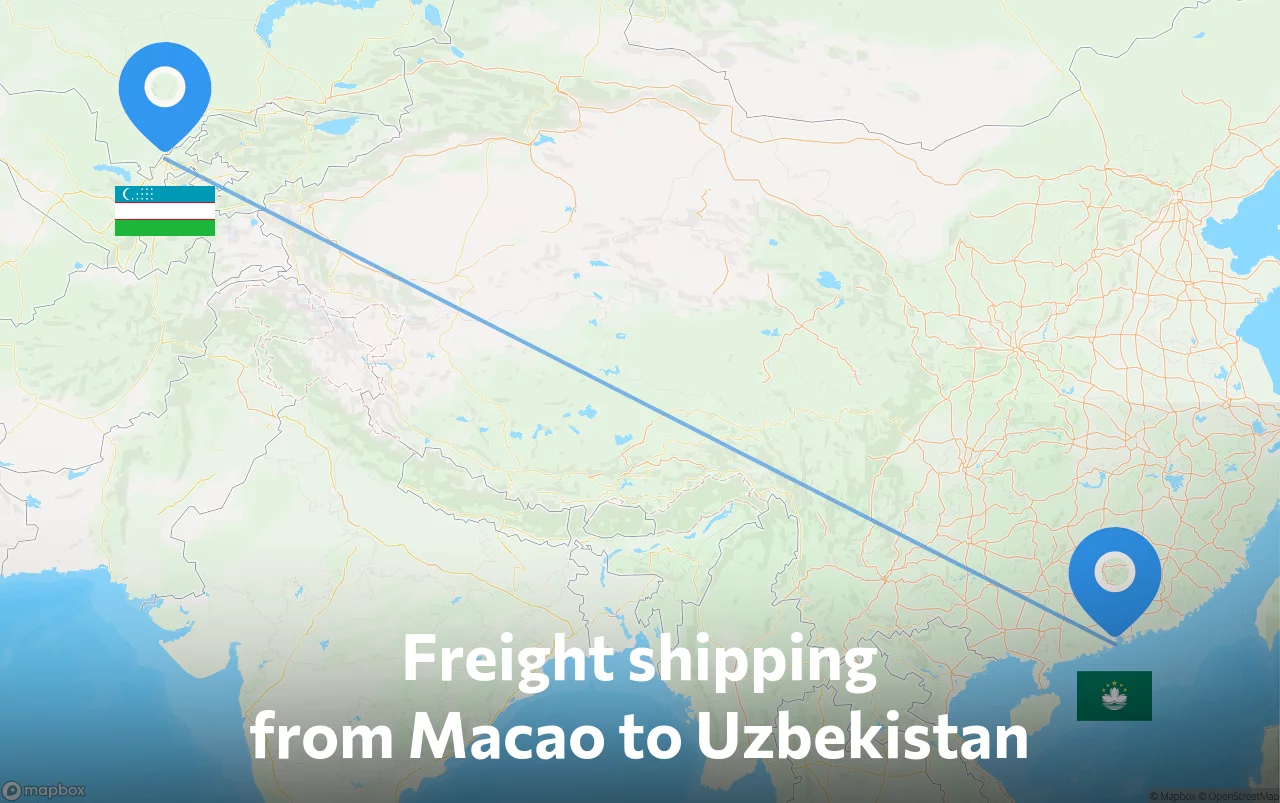 Shipping route from Macao to Uzbekistan