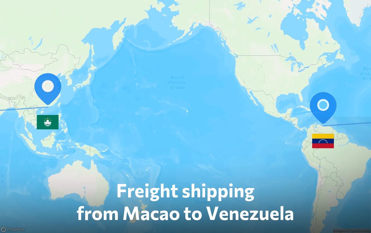 Shipping route from Macao to Venezuela