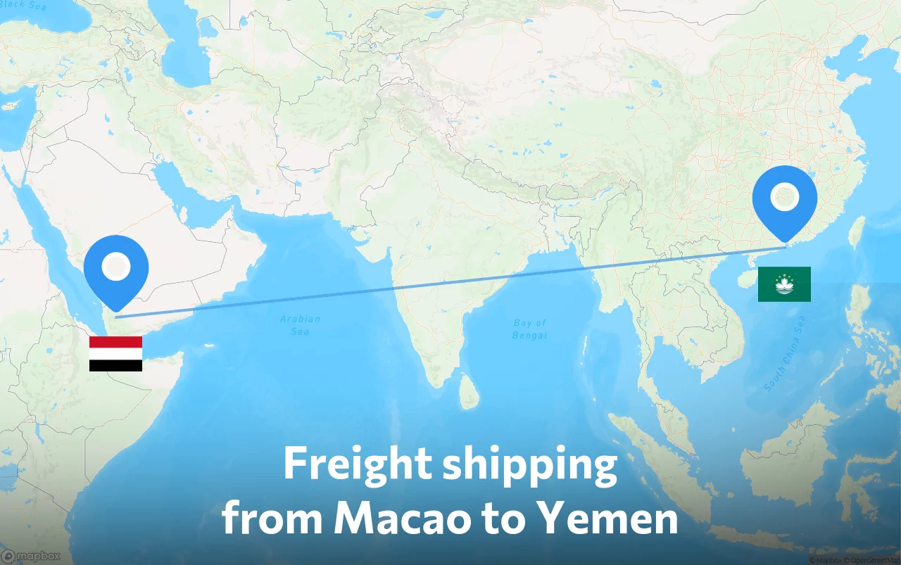 Shipping route from Macao to Yemen