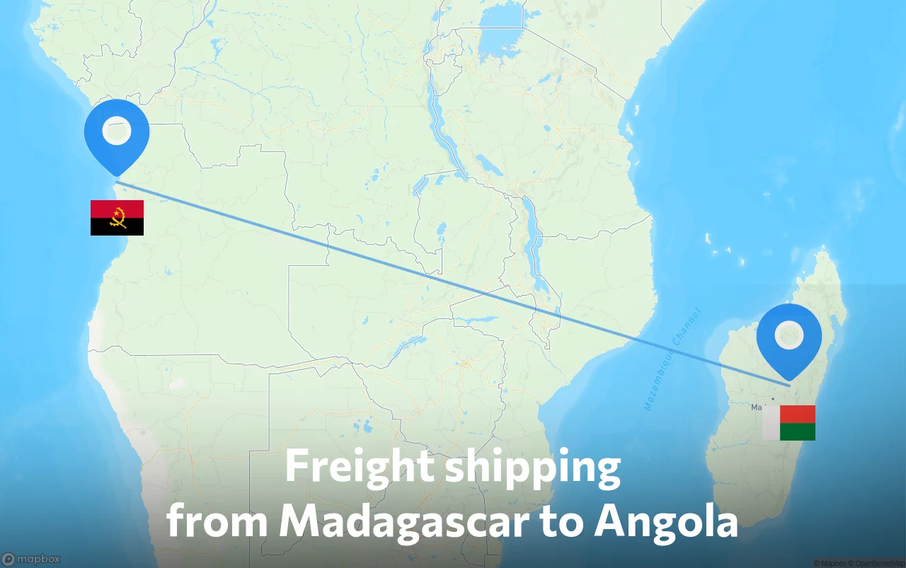 Shipping route from Madagascar to Angola
