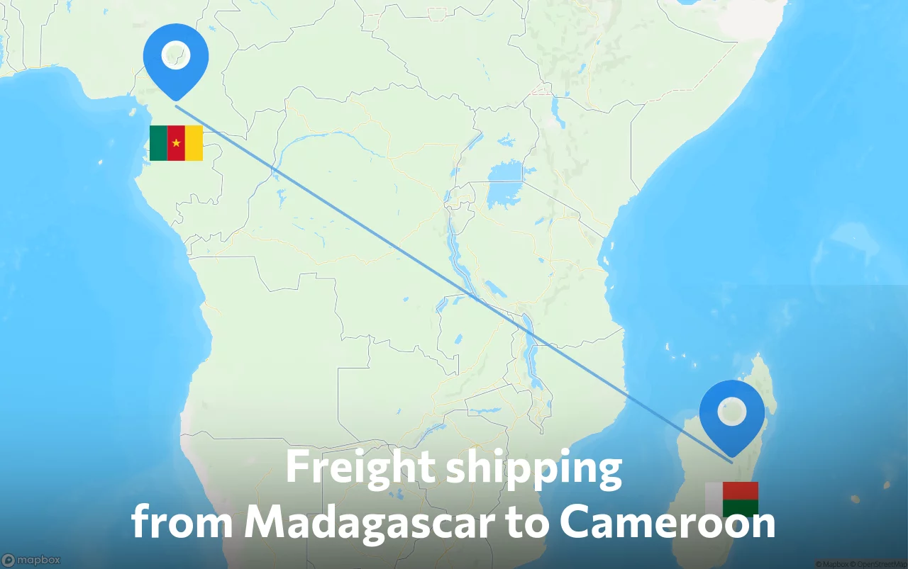 Shipping route from Madagascar to Cameroon