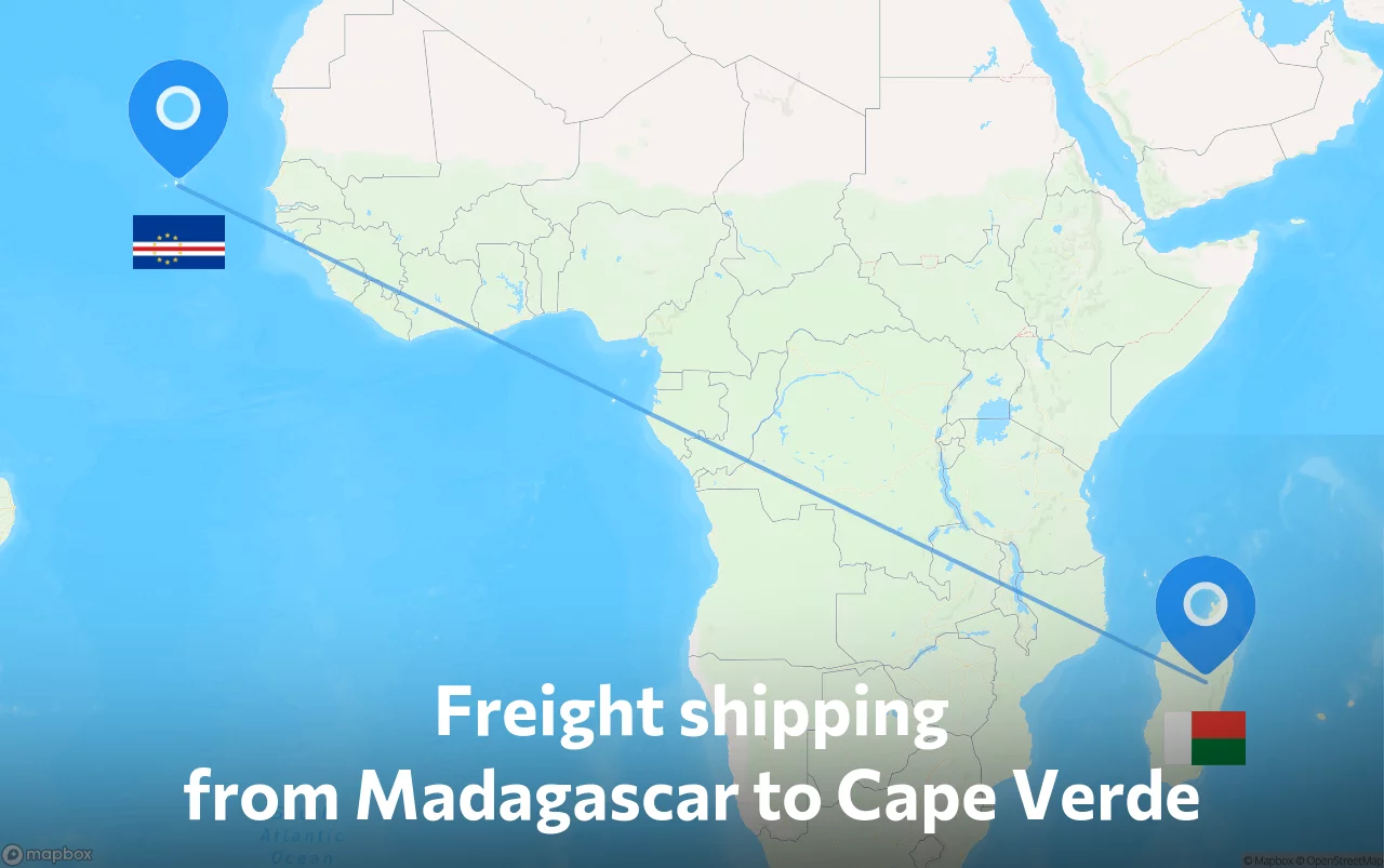 Shipping route from Madagascar to Cape Verde