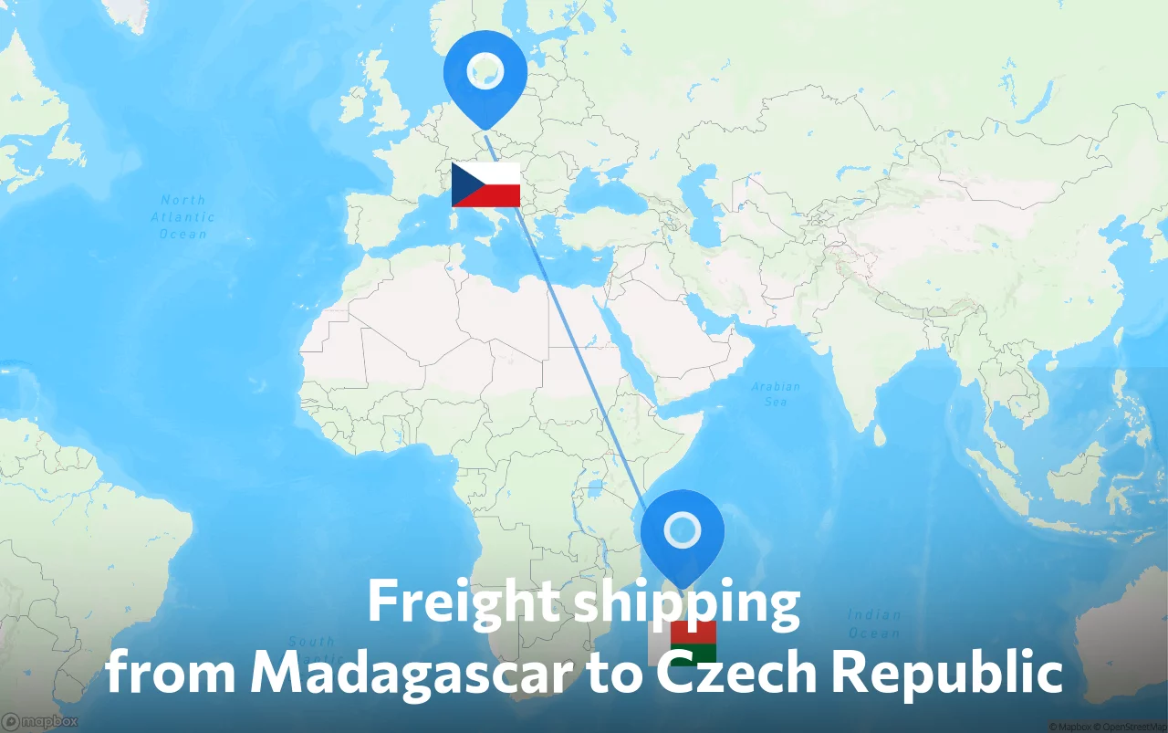 Shipping route from Madagascar to Czech Republic