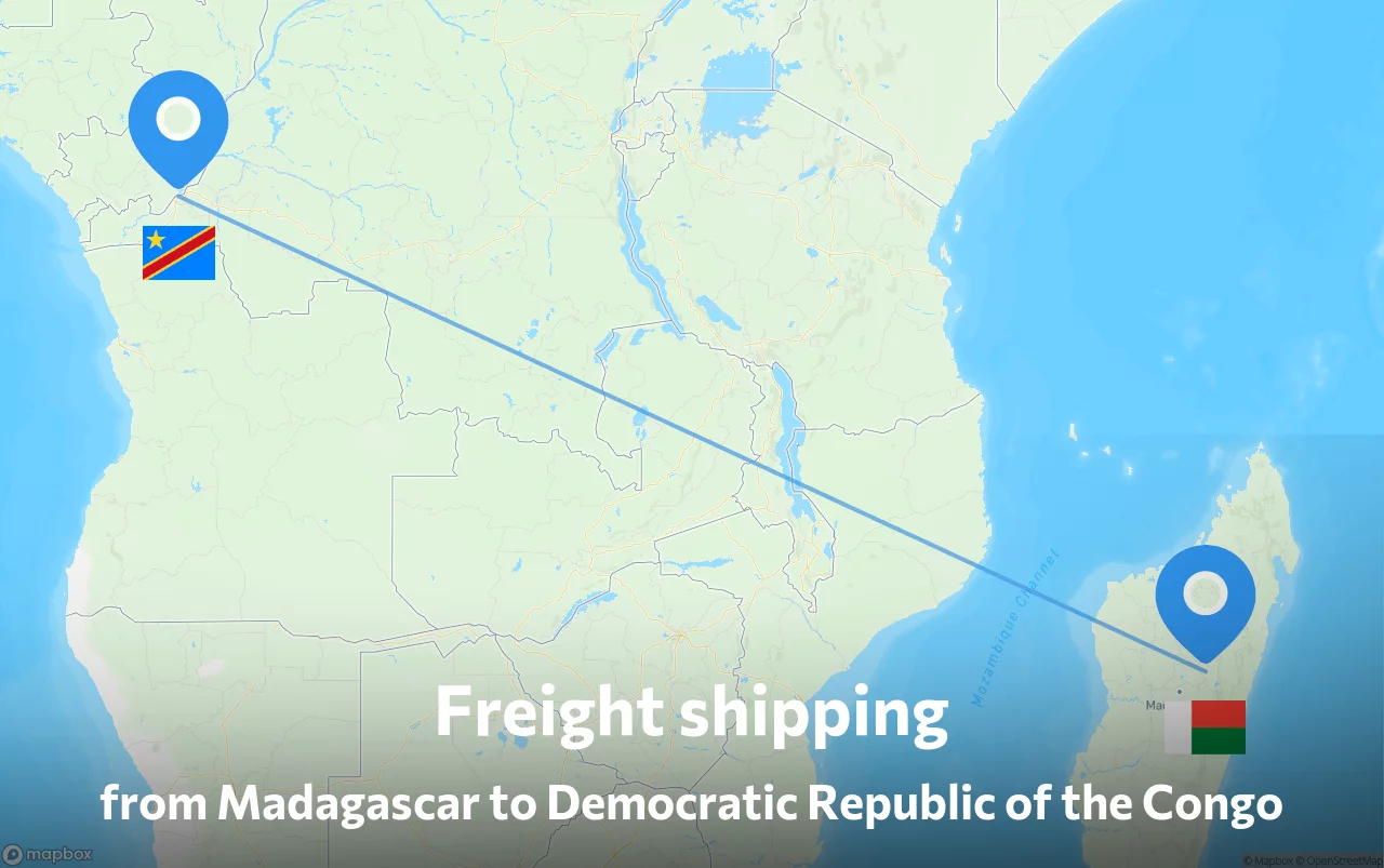 Shipping route from Madagascar to Democratic Republic of the Congo
