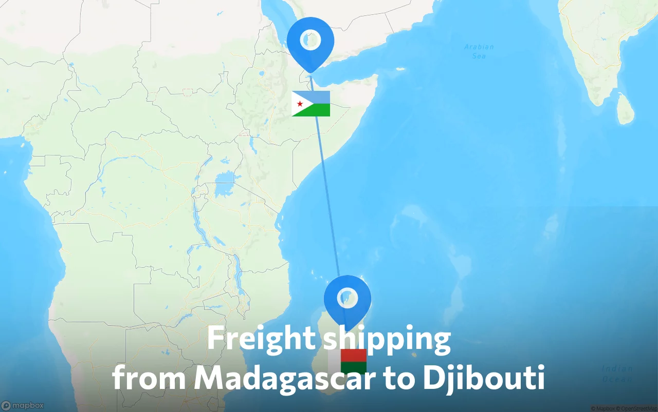Shipping route from Madagascar to Djibouti