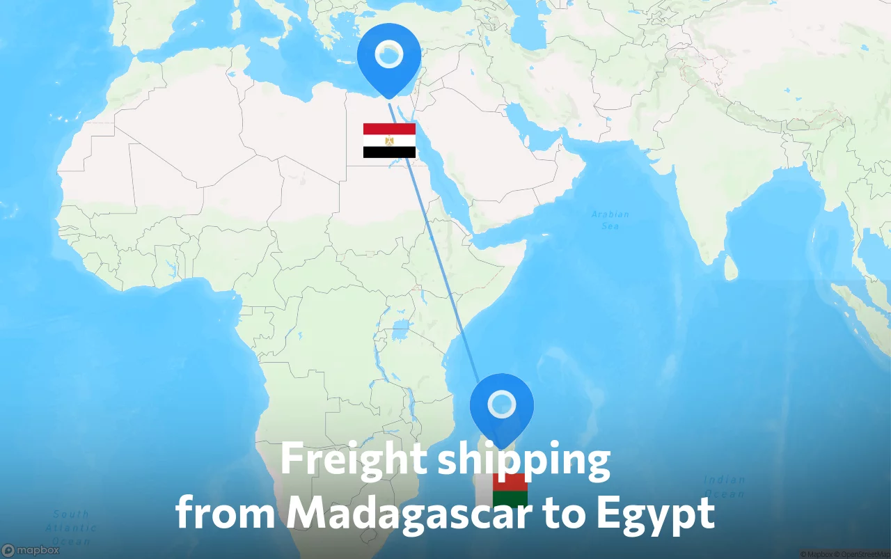 Shipping route from Madagascar to Egypt