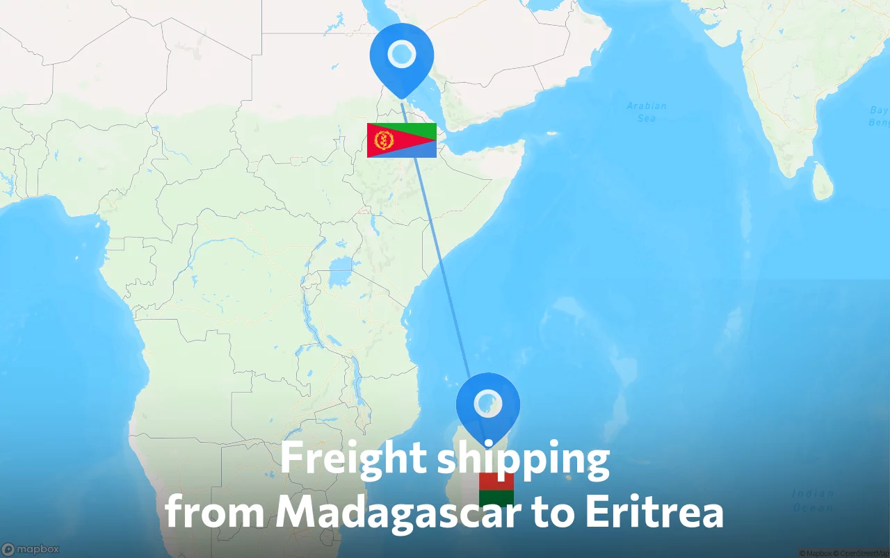 Shipping route from Madagascar to Eritrea
