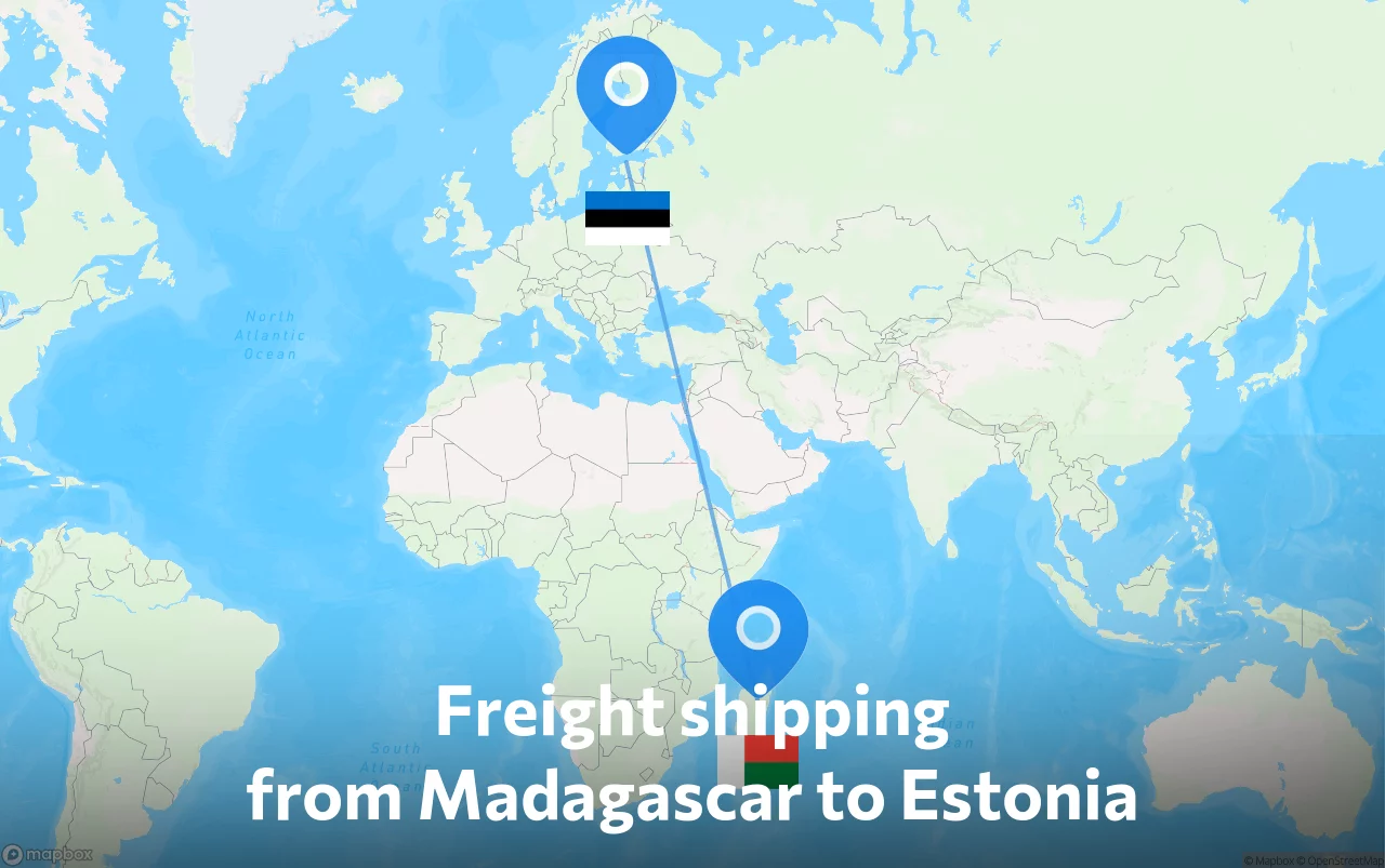 Shipping route from Madagascar to Estonia