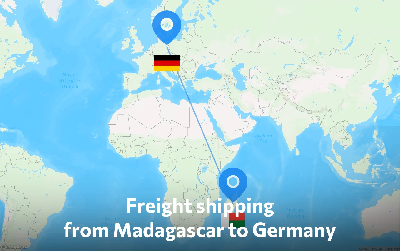 Shipping route from Madagascar to Germany