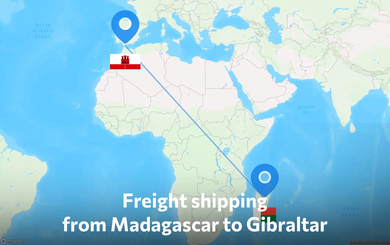 Shipping route from Madagascar to Gibraltar