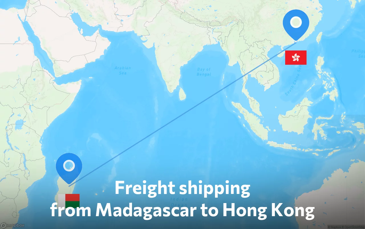Shipping route from Madagascar to Hong Kong
