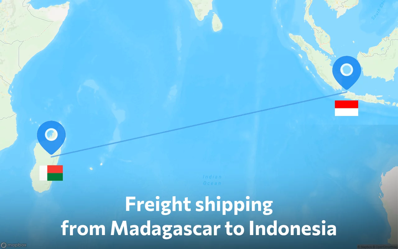 Shipping route from Madagascar to Indonesia