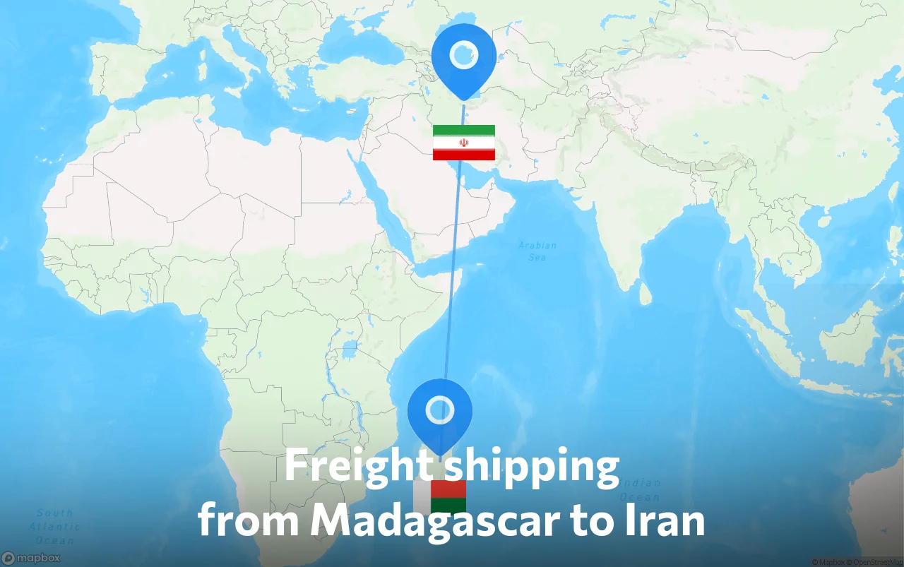 Shipping route from Madagascar to Iran