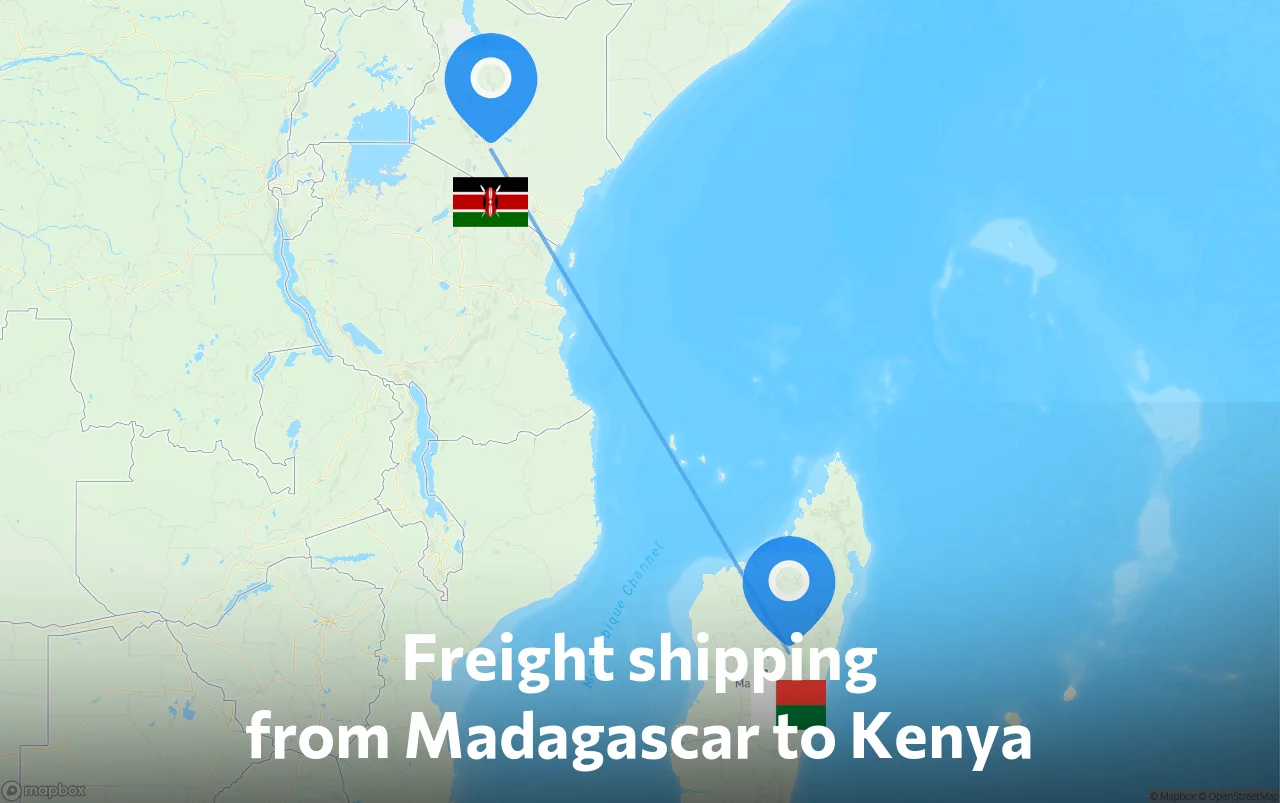 Shipping route from Madagascar to Kenya