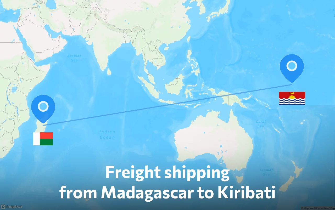Shipping route from Madagascar to Kiribati