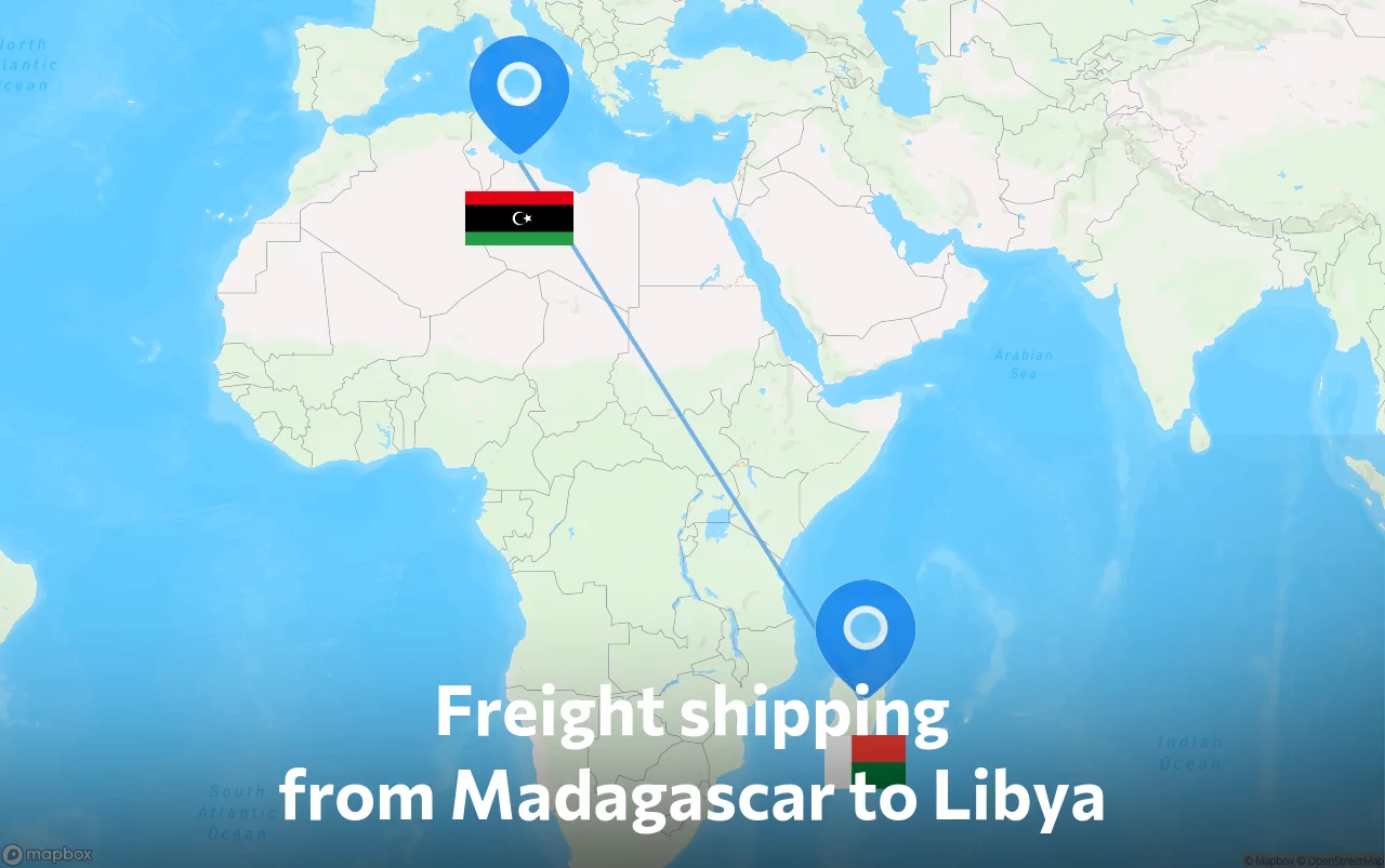 Shipping route from Madagascar to Libya
