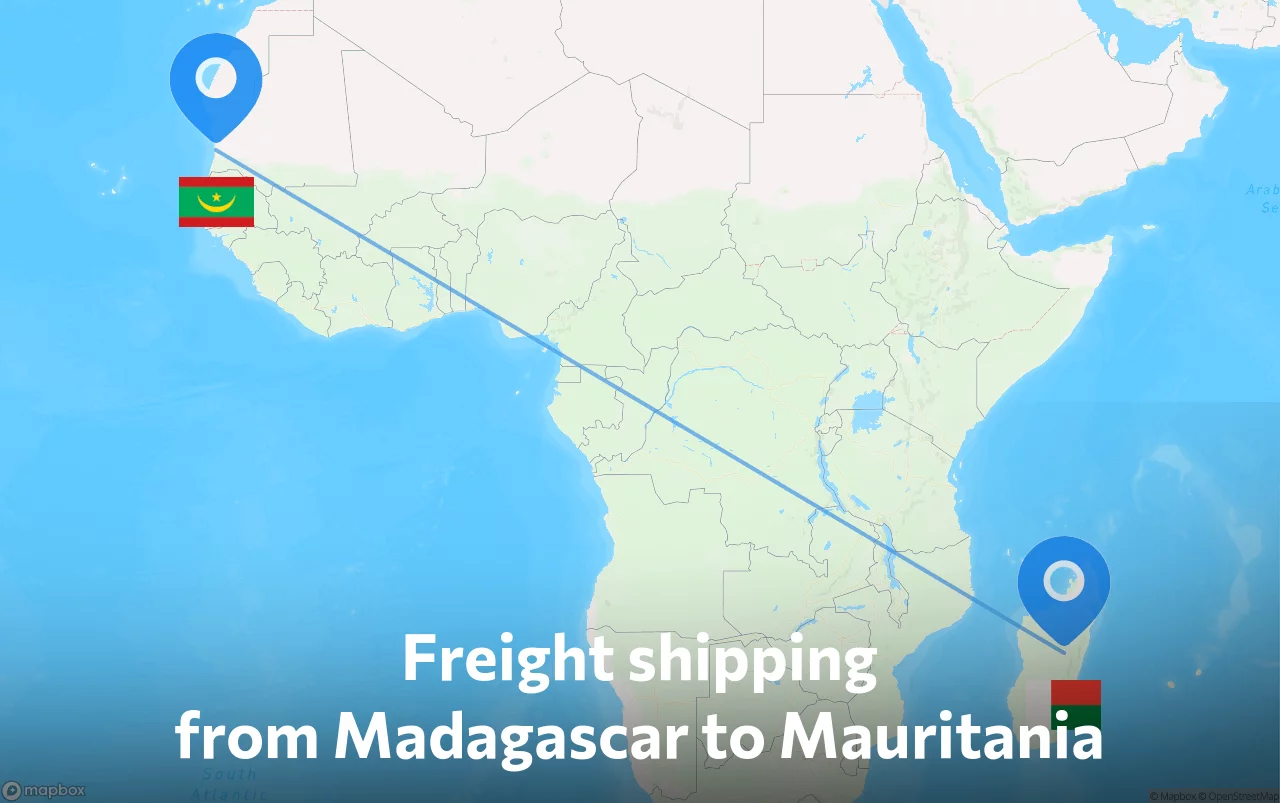 Shipping route from Madagascar to Mauritania