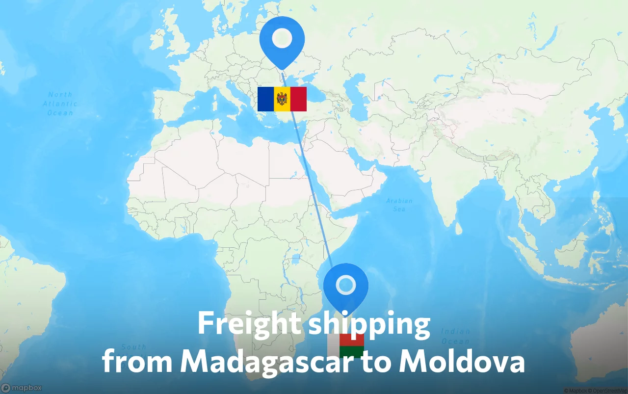 Shipping route from Madagascar to Moldova