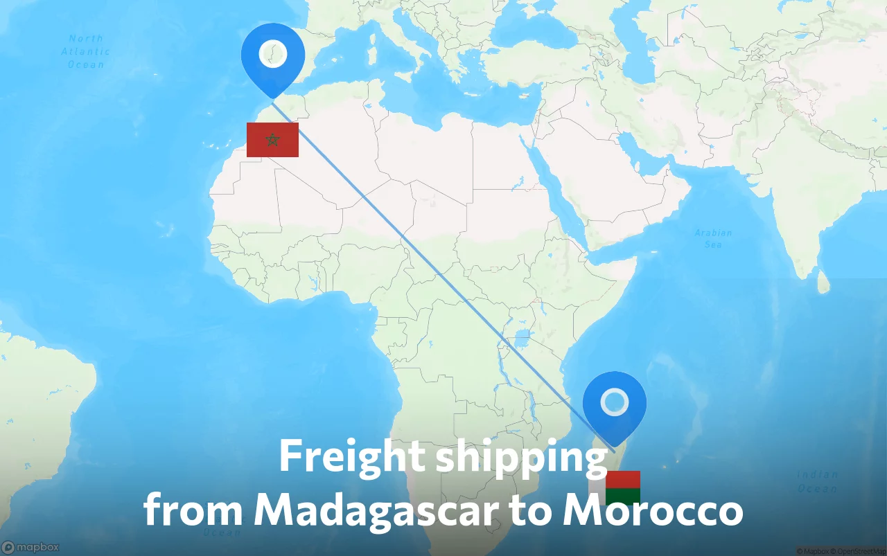 Shipping route from Madagascar to Morocco