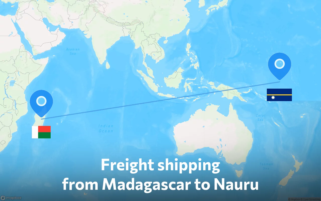 Shipping route from Madagascar to Nauru