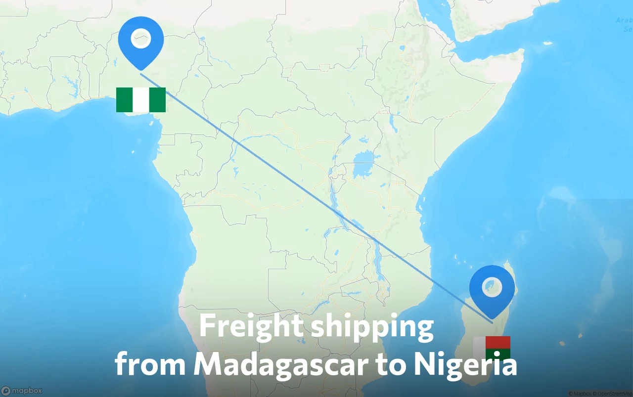 Shipping route from Madagascar to Nigeria