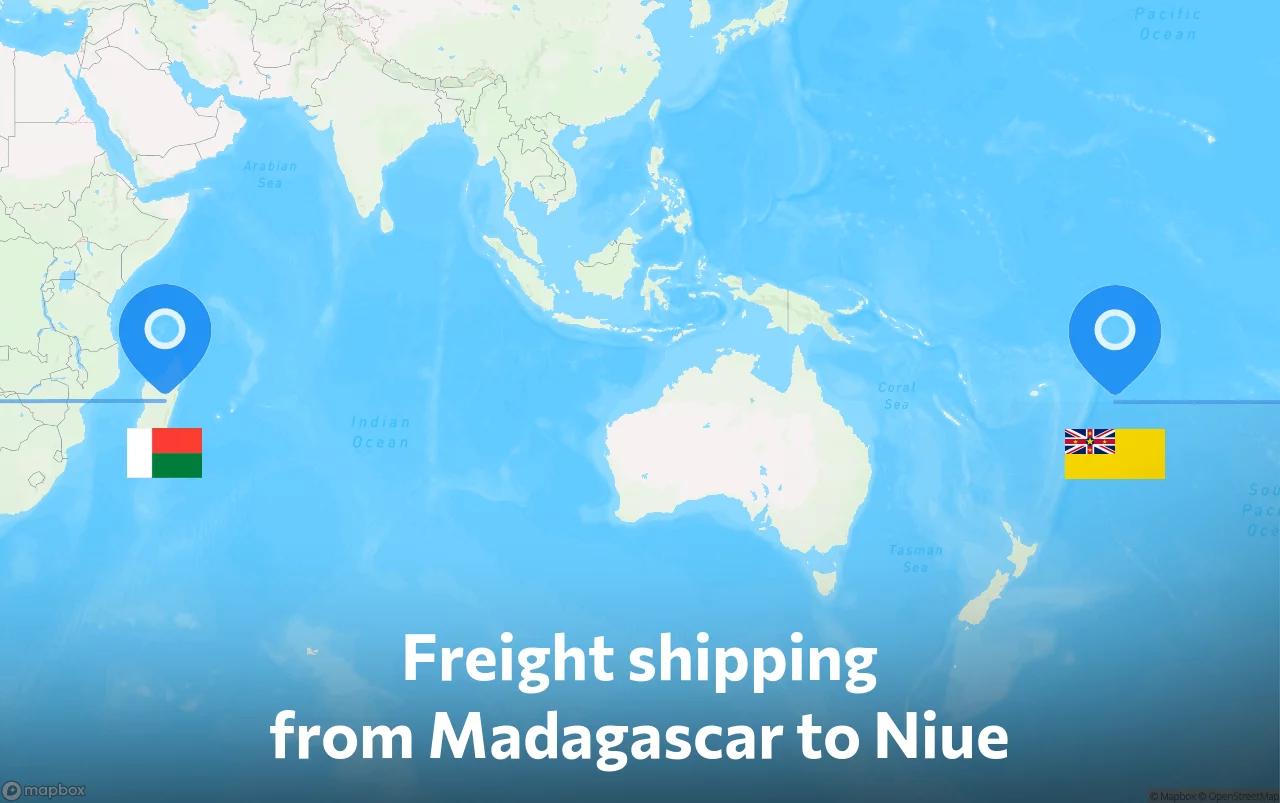 Shipping route from Madagascar to Niue
