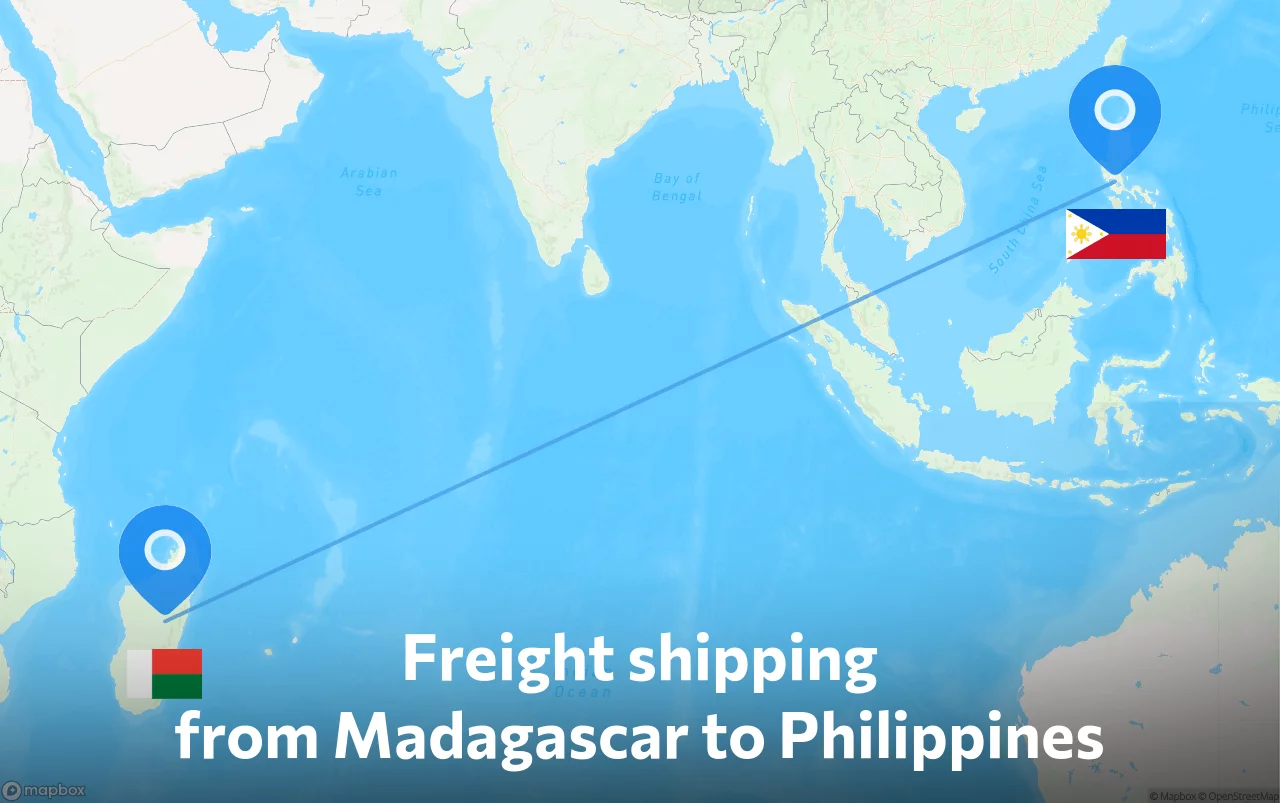 Shipping route from Madagascar to Philippines
