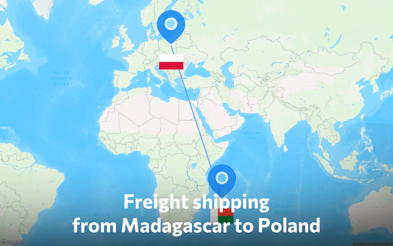 Shipping route from Madagascar to Poland