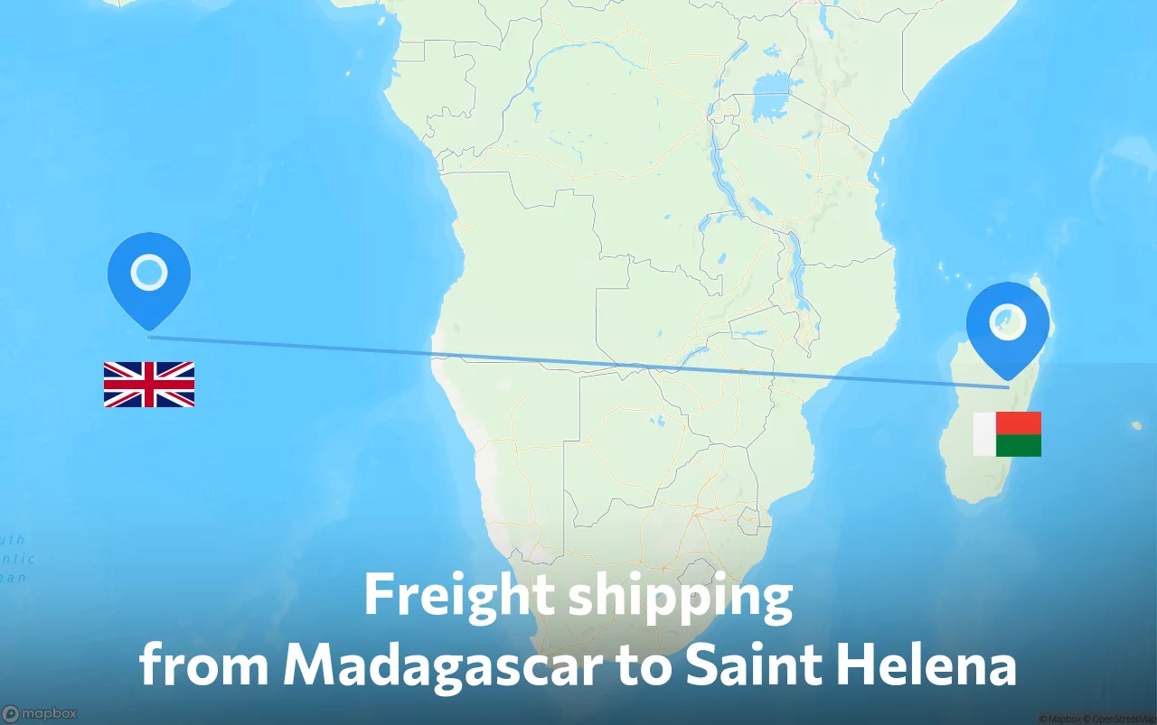 Shipping route from Madagascar to Saint Helena