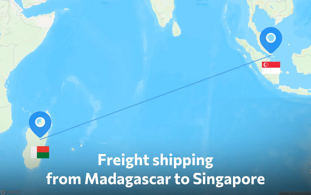 Shipping route from Madagascar to Singapore