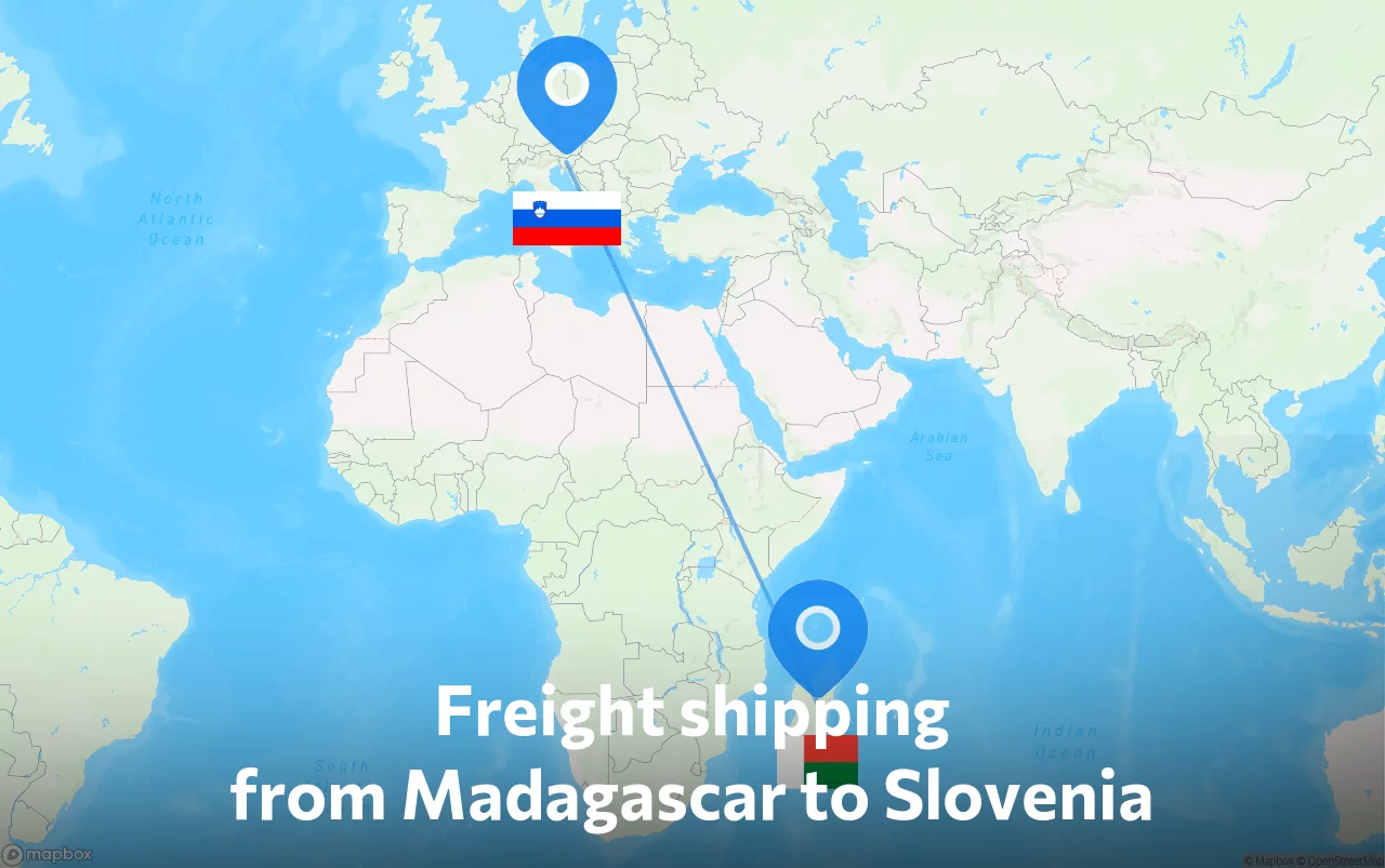 Shipping route from Madagascar to Slovenia