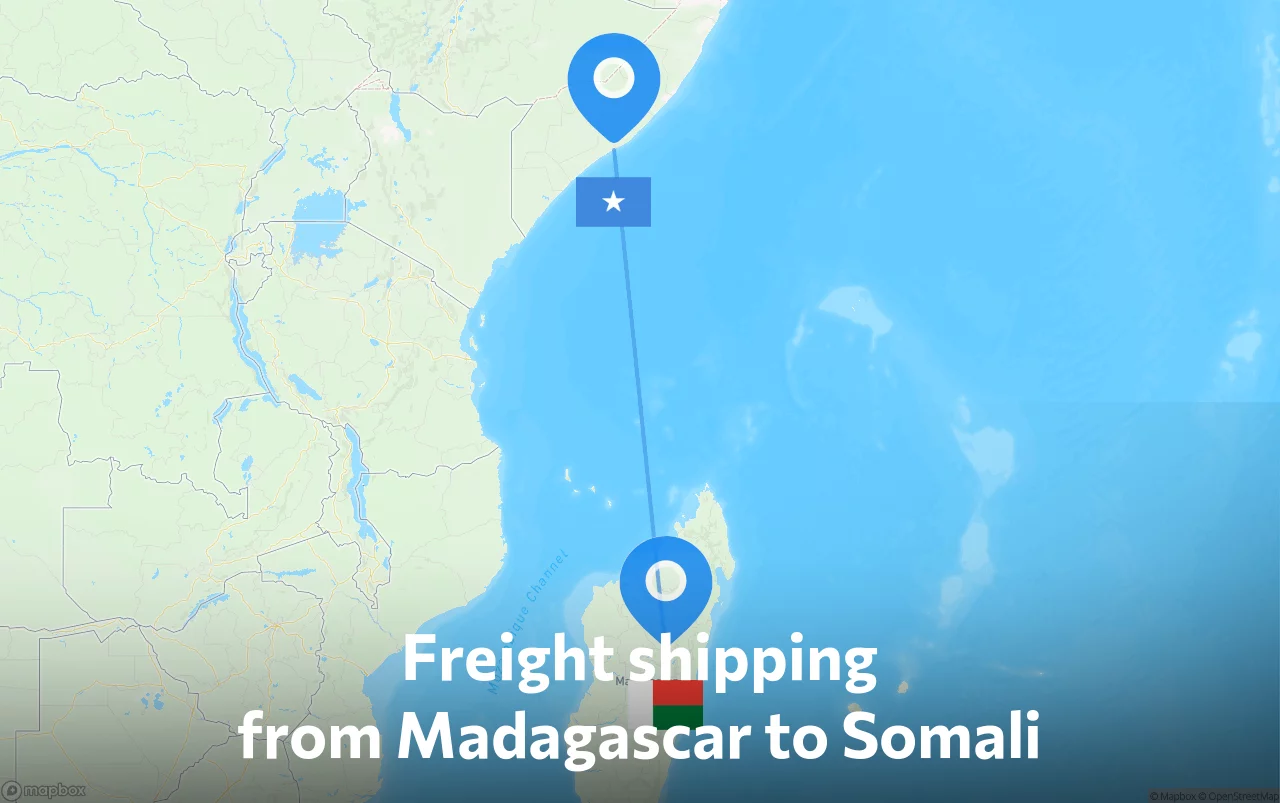 Shipping route from Madagascar to Somali