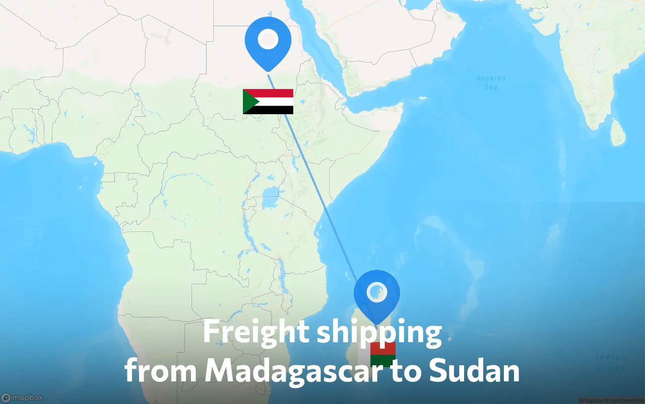 Shipping route from Madagascar to Sudan