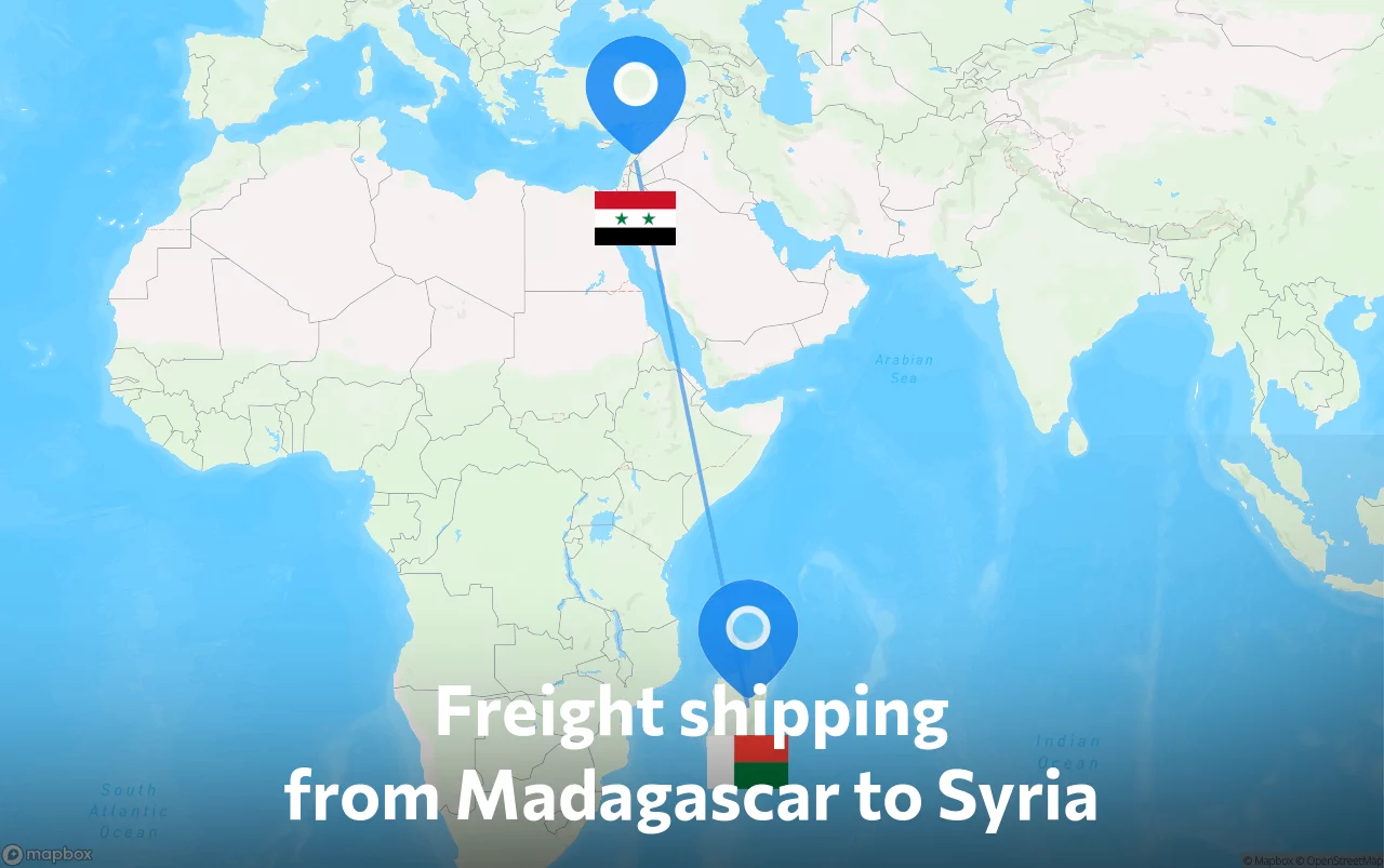 Shipping route from Madagascar to Syria